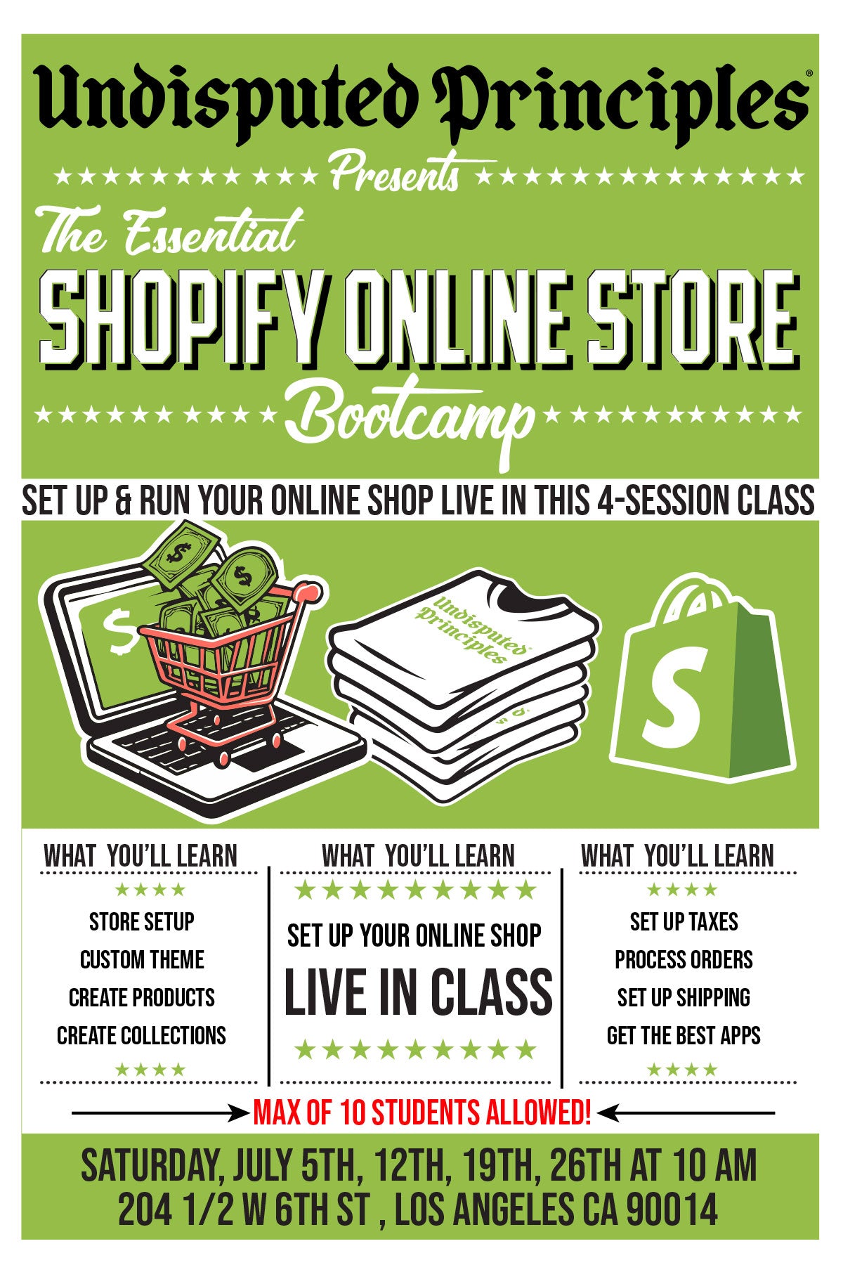 shopify in person class to launch your online store in los angeles