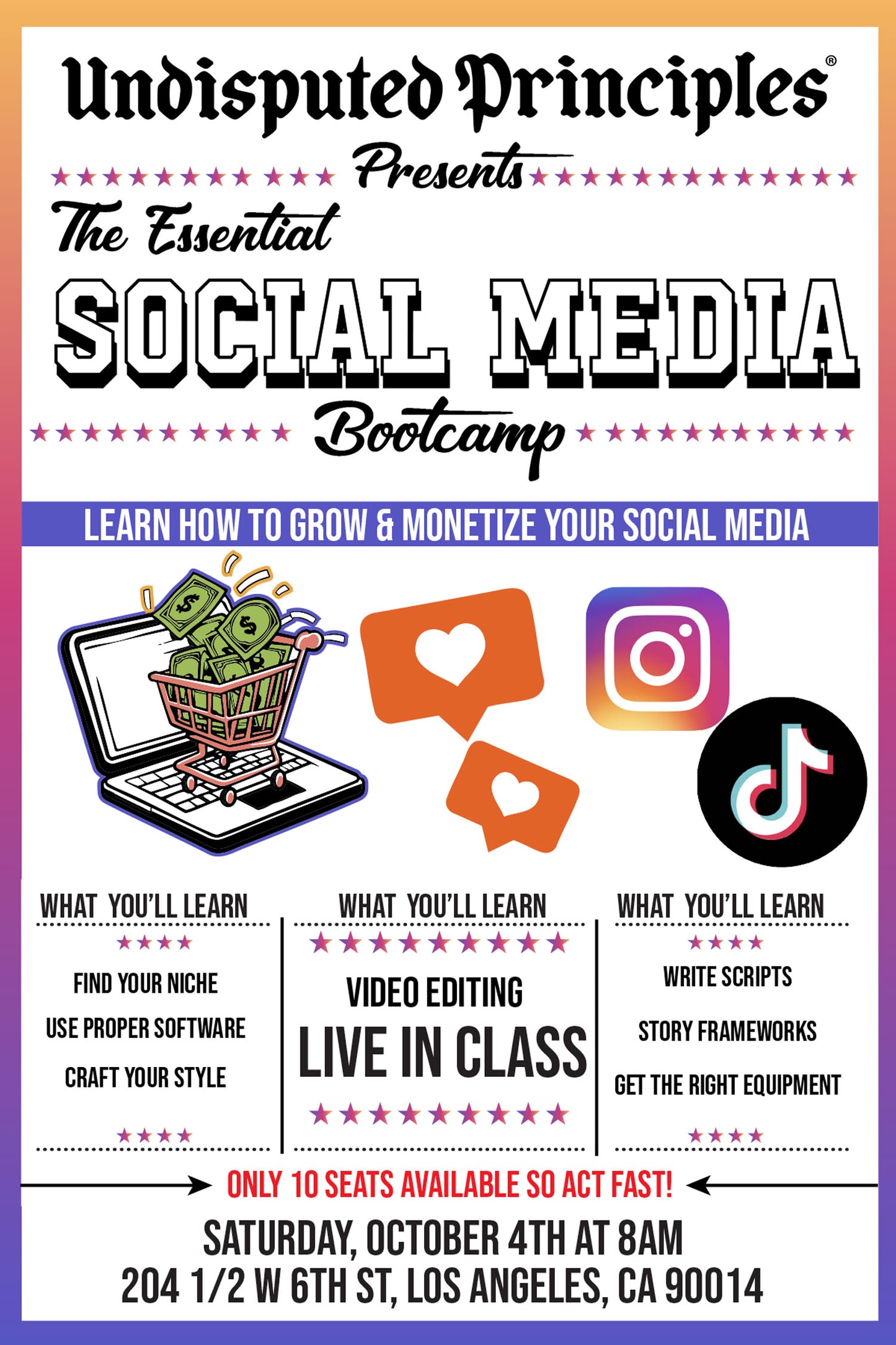 social media marketing for businesses class in los angeles for instagram and tik tok