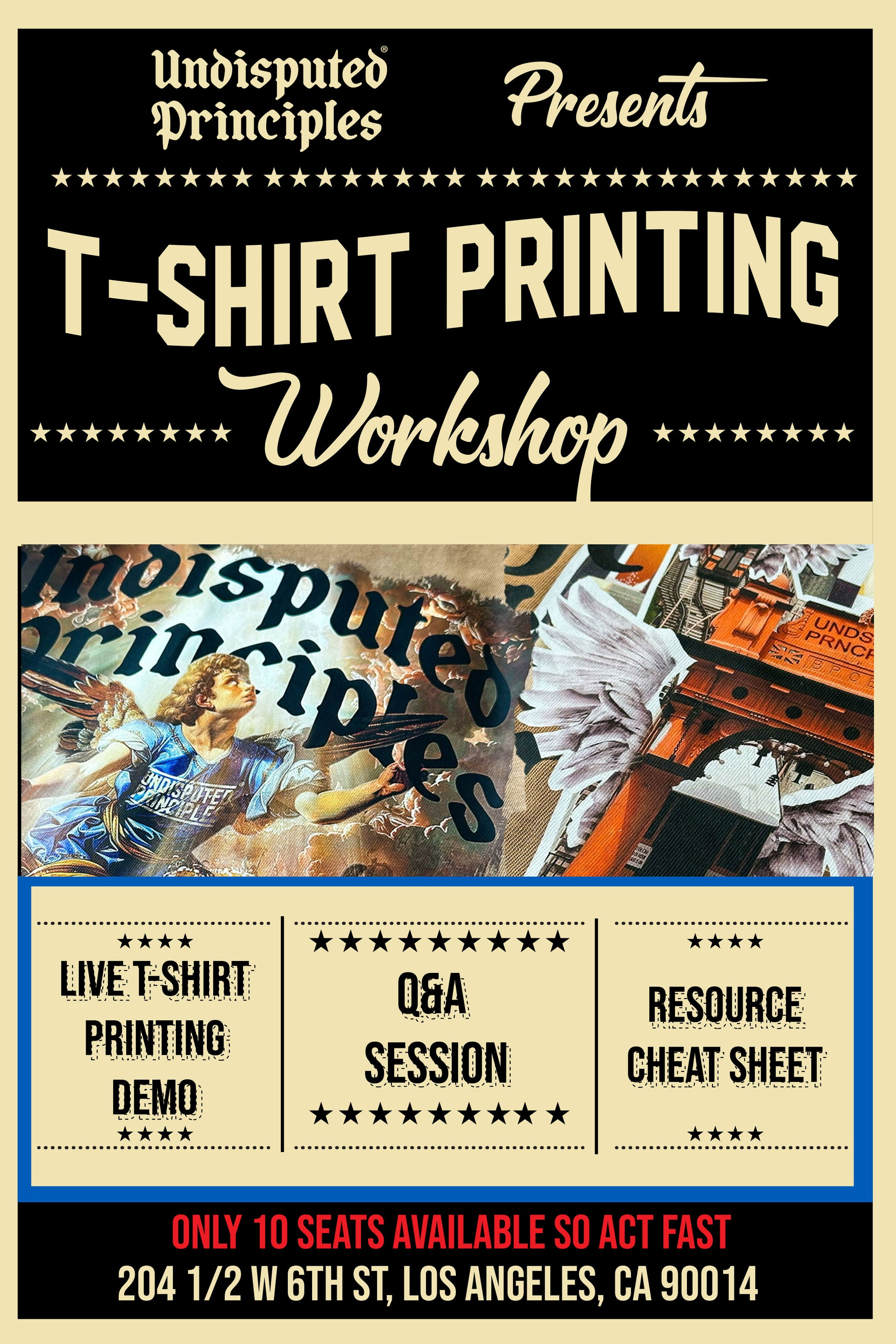 custom t-shirt printing class in los angeles using DTF printing