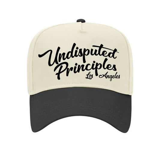 undisputed principles los angeles snapback hat in cream and black