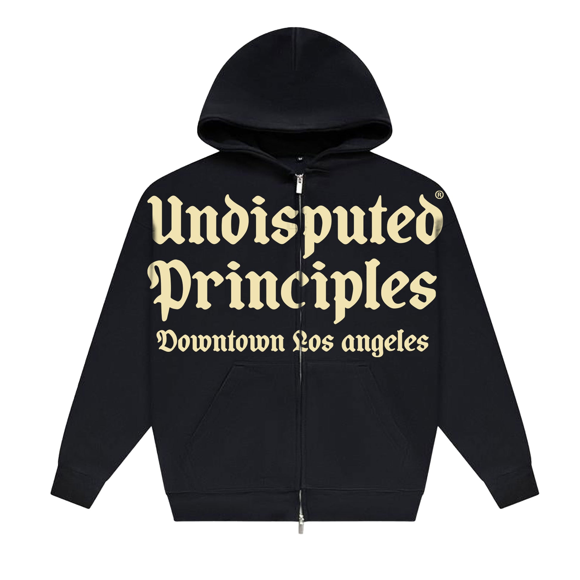 jumbo logo oversize heavyweight full double zip up in black