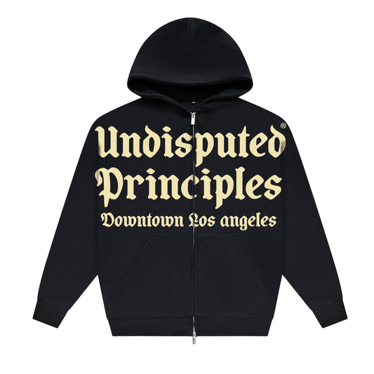 jumbo logo oversize heavyweight full double zip up in black