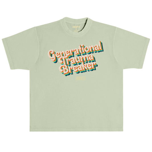 generational trauma breaker short sleeve oversize tshirt in green by undisputed principles