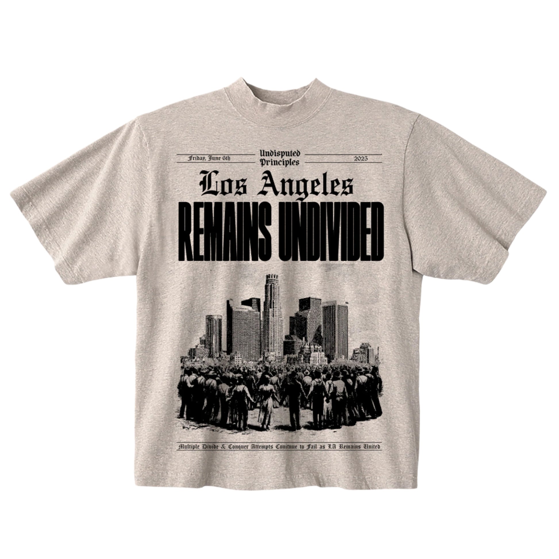 los angeles ice raids tshirt fundraising undisputed principles in oatmeal color