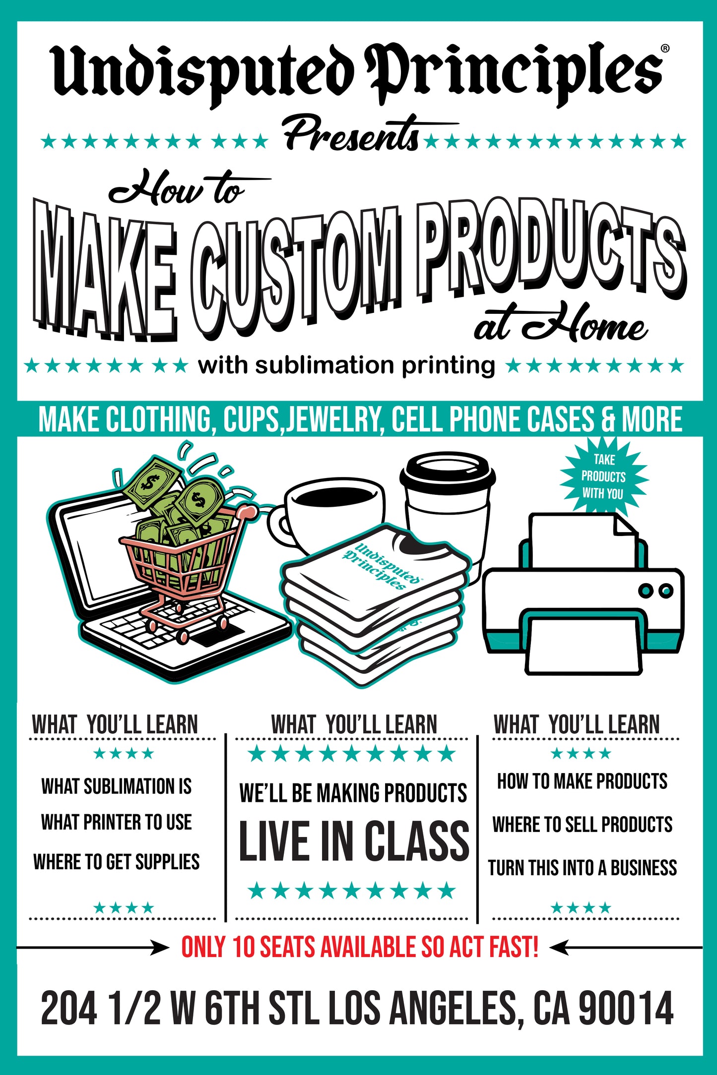 sublimation printing class los angeles print on mugs, cups and more