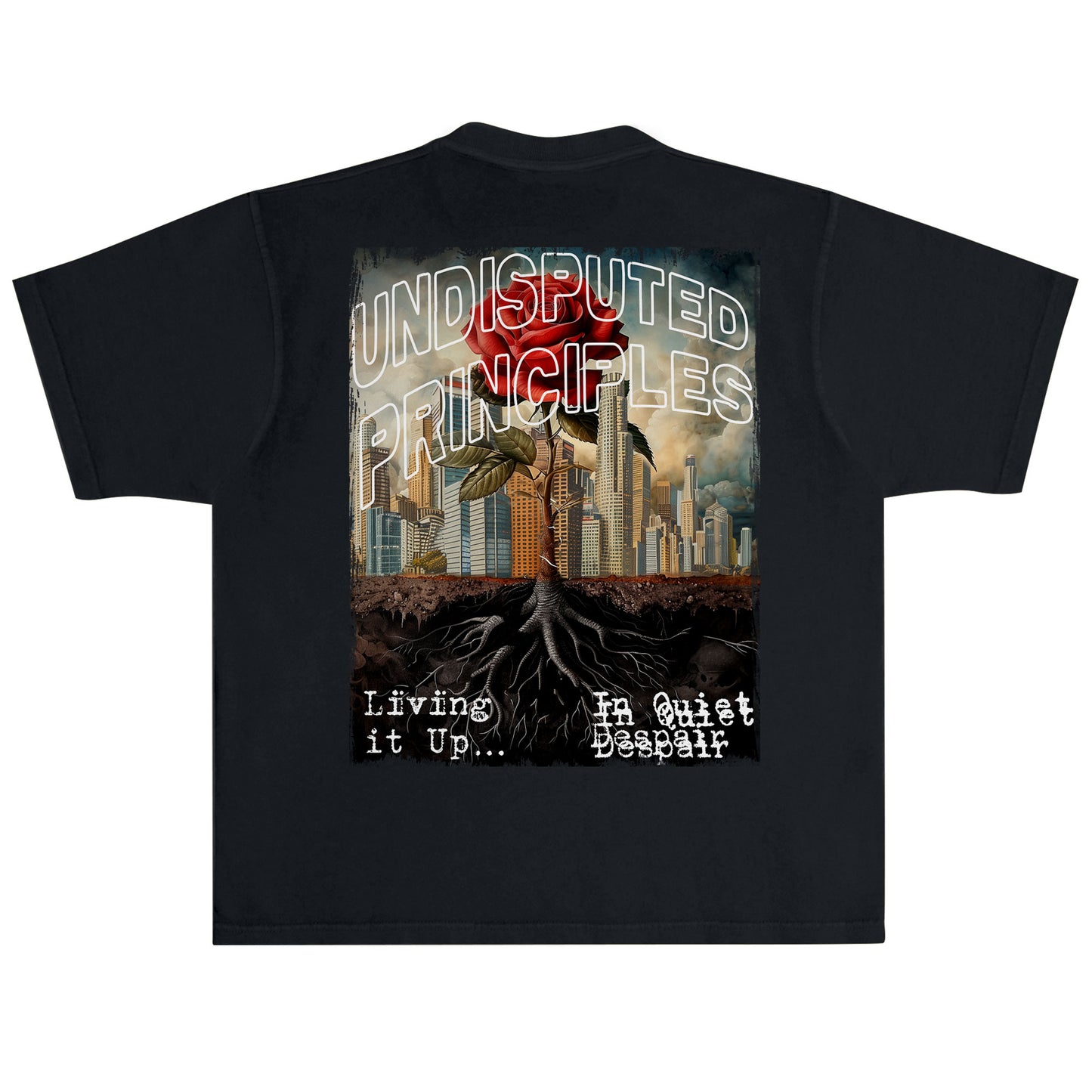 quiet despair short sleeve oversized heavyweight short sleeve graphic tshirt in black