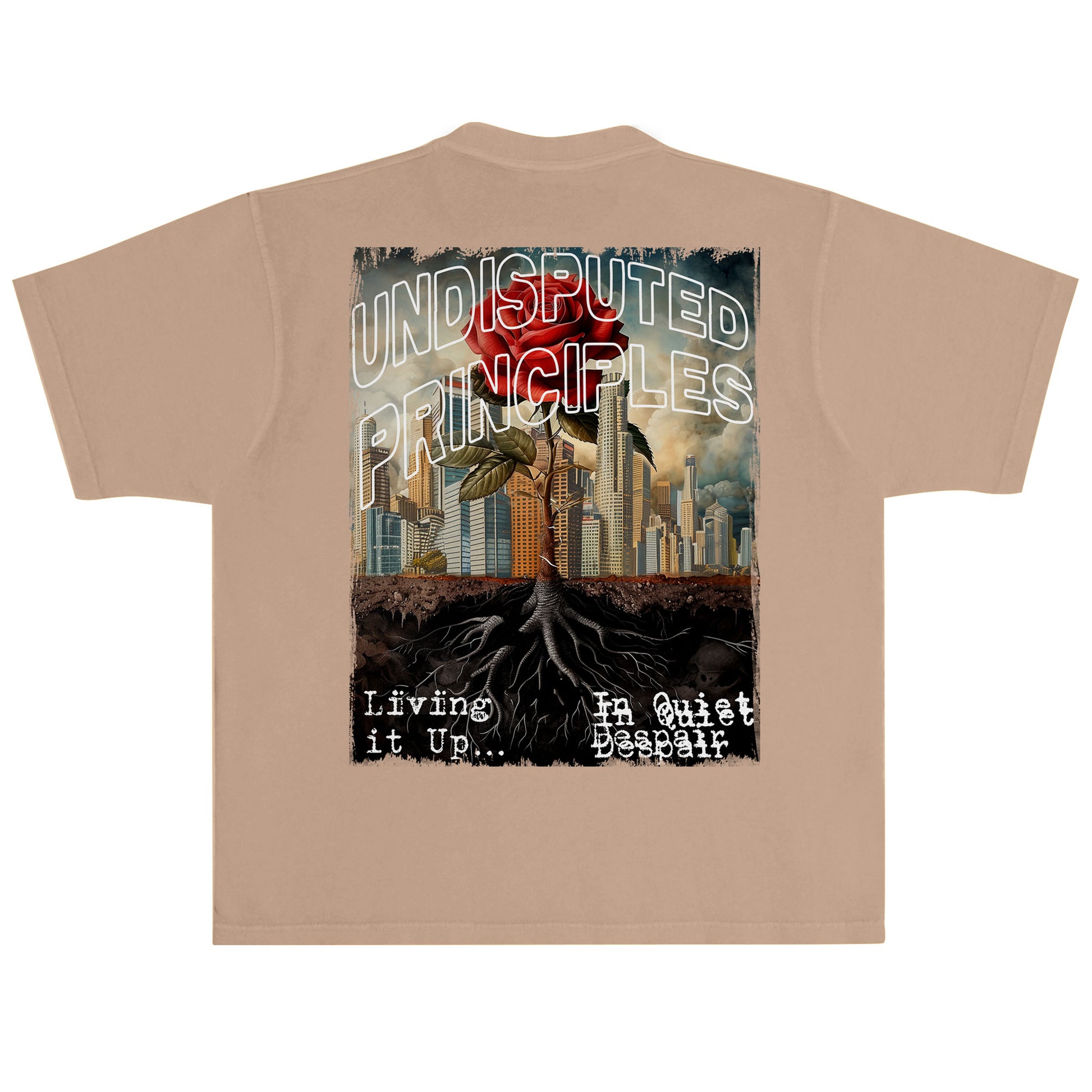 quiet despair short sleeve oversized heavyweight short sleeve graphic tshirt in brown