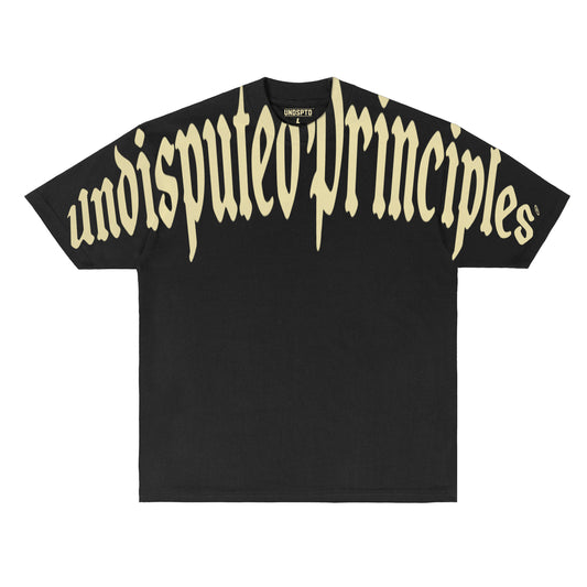 undisputed principles oversized jumbor logo print across the chest drop shoulder tee in black